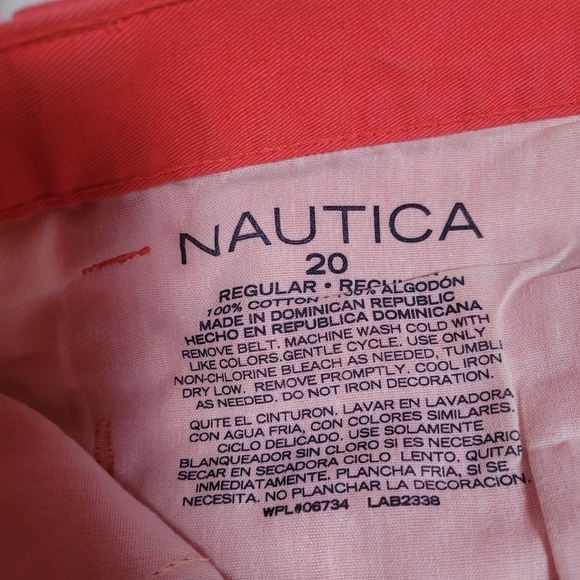 Nautica Boys Built In Flex Flat Front Twill Shorts Size 20 Regular Salmon - Picture 4 of 9